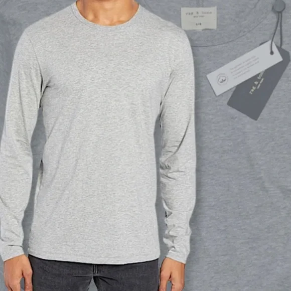Rag & Bone Classic Long Sleeve Tee Heather Grey - Picture 13 of 16
